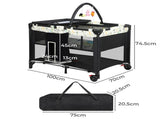 BoPeep Baby Cot Bed Crib Portable Bassinet Black KD1057-BK