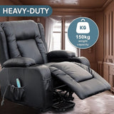 Recliner Chair Electric Massage Chair Lift Heated Leather Lounge Sofa Black V63-834091