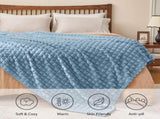 Updated Grey Throw Blanket for Couch and Bed- Super Soft and Warm 3D Checkered Fluffy Fuzzy Fleece V1107-114-04473-BLU3