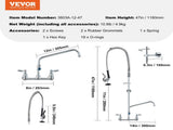 Commercial Faucet with Pre-Rinse Sprayer, 47" Height, 8" Center, 12" Swing Spout, Wall Mount Kitchen V952-BGSYCXSLTBGS6DRW9V0