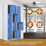 12-Door Locker for Office Gym Shed School Home Storage - 4-Digit Combination Lock V63-839001