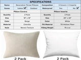 18" x 18" Decorative Throw Pillow with Inserts, Set of 2 Soft Modern Farmhouse Weave Pattern Throw V1258-DP02-C-3207