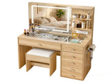 Artiss Dressing Table LED Vanity Desk Set Stool Wood FURNI-L-DRESS07-WD-AB