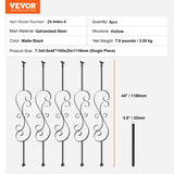 VEVOR Staircase Metal Balusters, 44'' x 1/2" Galvanized Steel Decorative Banister Spindles, 5 Pack S V952-ZXKLGZ5G44YCUP3IFV0