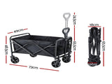 Gardeon Garden Cart Folding Trolley Camping Wagon Barrow Outdoor Beach Black XFEL-GCT-OX-L-BK