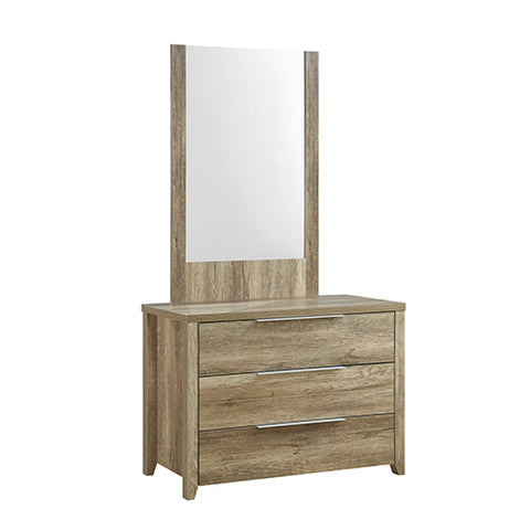 Dresser with 3 Storage Drawers in Natural Wood like MDF in Oak Colour with Mirror V43-DRS-CELOAK