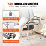 Commode Chair, Bedside Commode with Padded Seat and Arms, 7-Level Adjustable Height, 5.8L Removable V952-WLLGS350BLRZ8J6E0V0