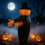 Halloween Inflatable Pumpkin Costume, Black & Orange Color-Blocking with Witch Hat, Battery/USB Dual V1232-CQNGF-001
