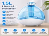 Blue 1.5L Ultrasonic Humidifier with 360&deg Rotating Mist Nozzle, Quiet Aroma Diffuser & 7-Color Night V888-ELOSUNG53416
