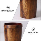 Wood Grain Waste Basket Round Plastic Trash Can Farmhouse Garbage Can with Pressing Ring Household V1192-AZ-W-10292