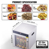 VEVOR 10 Trays Food Dehydrator Machine Stainless Steel 800W Jerky Fruit Drying V952-SPF100548800WDQGIV3