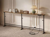 Levede Narrow Console Table Adjustable Behind Couch Side Power Ports Entryway NI1092-BR-AU