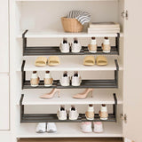 Adjustable Shoe Rack,Expandable Carbon Steel Storage Organizer,Freestanding Slim Design for Entryway V1369-AZ3-W-14083
