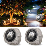 4Pack Solar Rock Lights Outdoor Ash Gray Garden Stone Spotlights with IP65 Waterproof LED, V1107-CS-EGWTPM49