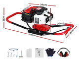Giantz Post Hole Digger Motor Only Petrol Engine Red DI-ST-OV-N-RDBK