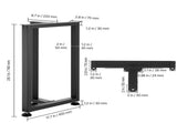 Table Legs, 740 x 450 mm Square T Shape Steel Furniture Legs, Modular Design, Easy Assembly, V952-ZTCFKFXTK281F1QMG001V0