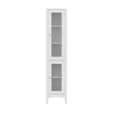 Artiss 2X Bathroom Storage Cabinet 160cm Tall Slim Floor Cupboard Toilet Glass Door White FURNI-C-BATH-TB02-WHX2