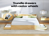Artiss Bed Frame Queen Size with Charging Ports and 2 Drawers AURA WBED-F-AURA-Q-WD-ABC
