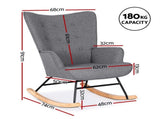 Artiss Rocking Armchair Nursing Chair Linen Fabric Grey UPHO-B-ROCK02-LIN-GY
