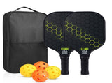 Yellow Pickleball Set With 2 Paddles-4 Balls And Black Carrying Bag V1221-YELLOW-PICKLEBALL-SET-WITH-2-PADDLES-4-BALLS-AND-BLACK-CARRYING-