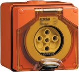 56 Series 500V 20A 5 Pin Round Surface Socket Outlet, Grey V1202-V1-CLI56SO520GY