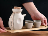 Beige Ceramic Sake Cup Set with Smooth Finish and Comfortable Edges, Ideal for Home, Parties, and V1192-AZ-W-25471