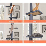 CARLA HOME Floor to Ceiling Cat Tree Tower with Adjustable Height 230-286cm for Indoor Cats LSB-36388