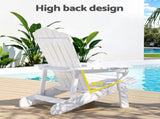 Gardeon Outdoor Chairs HDPE Adirondack Beach Chair Sun Lounge Patio Furniture Garden white FF-BEACH-HE-WH