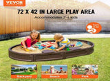 Sandbox with Cover, 72 x 41.5 x 9.1 in Oval Sand Box, HDPE Sand Pit with 4 Corner Seating and Bottom V952-SXSLTYXJCK00EEGPJV0