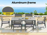 Gardeon Outdoor Dining Set 7 Piece Aluminum Table Chairs Setting Black FF-DINING-7CL-BK-AB
