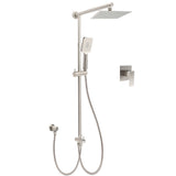 Brushed Nickel 8" Rain Head Shower Square 3 Modes Handheld Sliding Rail Arm Mixer Dual Set V1233-SC842BSHS002M4CNKSS108NKSQ201N