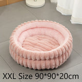 Large Removable Faux Rabbit Fur Round Pet Bed, Thick Cushion Moisture-Proof All Season Pet Rest Bed, V1221-XM-LB2820-GM115
