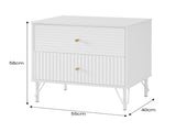 Sarantino Diego Bedside Table Night Stand with 2 Drawers - White TBL-075-04-WH