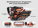 Tool Backpack, 64 Pockets, Heavy-duty Tools Storage Organizer Work Bags with Laptop Compartment & V952-GJBB1416INCHEILMT001V0