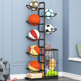 CARLA HOME 7 Tier Ball Storage Rack - Sports Organiser - Black - Basketball Storage Rack V178-36218