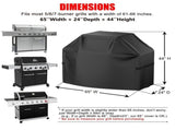 Grill Cover, 60 inch BBQ Gas Grill Cover for Outdoor Grill, Waterproof, Anti-UV, Rip-Proof, Fade V1107-114-85305-BLK-60IN