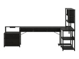 Artiss 200cm L Shaped Gaming Desk Computer Desk with LED Lights & Power Outlets MET-FC-25219-BK-AB