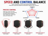 Black and Red T700 Raw Carbon Fiber Pickleball Paddle - Professional Honeycomb Core Paddles with V888-ELOSUNG55216-1