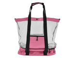 Beach Bags Mesh Cotton Oversized Storage Tote Bags for Beach Picnic Barbecue Camping Pink V1294-YM0523-3117210212411