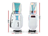 Everfit Golf Cart Bag Rolling Buggy Club Organiser Synthetic Leather White GOLF-B-BAG-CART-WH