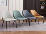 VELLUTO Dining Chair Modern upholstered Leather Kitchen Chairs with armrests Bathtub Chair Leisure V255-F-DICHAIR-GR-WH