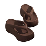 Sandals, 7CM Thick Sole Height-Increasing Flip Flops for Women, Summer Comfort Sandals for Beach & V1107-957-31224-BRN1
