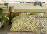 Bedding House Mae Green Seersucker Cotton Quilt Cover Set Queen V442-HIN-QUILTCS-MAESEERSUCKER-GREEN-QS