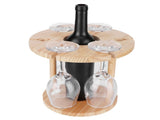 Wooden Wine Rack Glass Cup Holder Organizer Tabletop Display for 6 Glass and 1 Wine Bottle V1294-YM0718-3118200238111