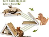 Foldable Triangle Cat Scratcher - 6 Usable Sides Cat Scratcher for Indoor Cats - Vertical Cat Board V1258-DP02-C-1036