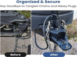 Aluminum Trailer Towing Chain Organizer with 7-Way Plug Holder- Heavy-Duty RV Tongue Jack V1258-DP02-WO-127