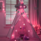 1 Set of Pink 5cm Rattan Cane 50 Ball Battery Powered LONG 5m String Lights Christmas Gift Home V382-PINKRATTBALLBATT50