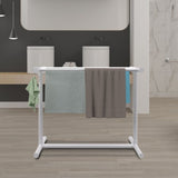 Pool Towel Rack, 5 Bar, White, Freestanding Outdoor PVC T-Shape Poolside Storage Organizer, Include V952-MJJBSGZXGBDD5JAP7V0