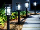 Solar Pathway Lights Outdoor, 8 Pack Metal Glass Solar Lights Outdoor Waterproof Auto On/Off V1079-COOLLIGHT01