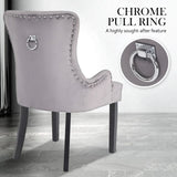 French Provincial Dining Chair Ring Studded Velvet Rubberwood Leg LISSE GREY V274-FT-VFC-1141-GY1